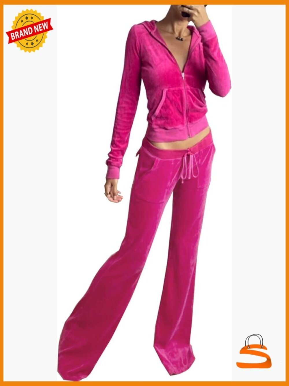 Women's 2 Piece Velour Tracksuit Set Heart Print Long Sleeve Zip Hoodie Joggers